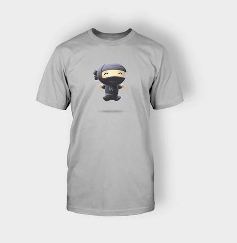 Men Grey Happy Ninja T Shirt