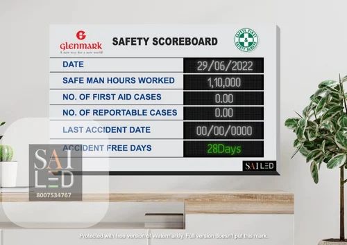 Sai Led Industrial Safety Display Board, Wall Mount