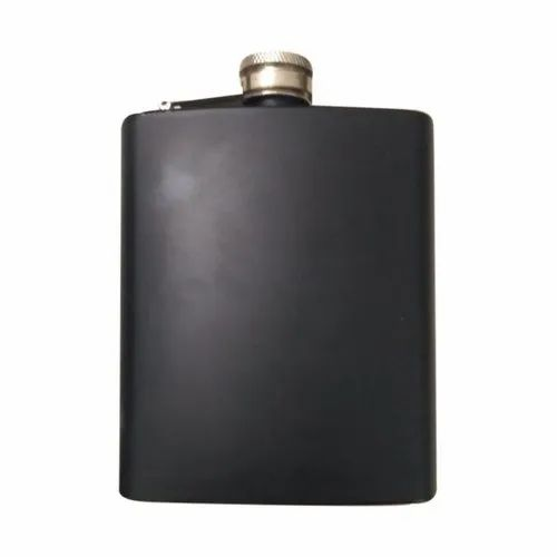 Black Stainless Steel Hip Flask, Capacity: 7oz