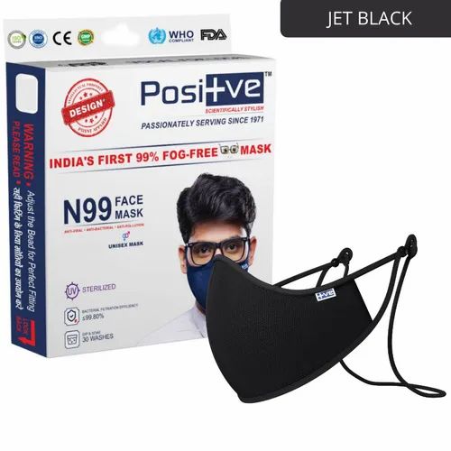 Positive Jet Black N99 Unisex Reusable Face Mask