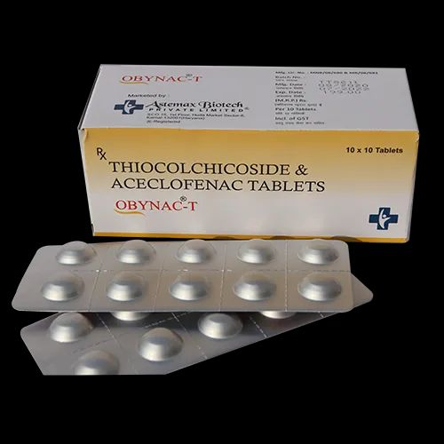 Obynac-T Thiocolchicoside And Aceclofenac Tab, Packaging Type: Strip, 10 x 10 Tablets