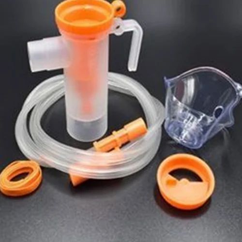 Transparent, Orange Nebulizer Sets Of Cup Mask And Tubing For Kids, Size: Medium