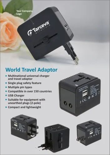 3 Pin Black Xech World Travel Adaptor