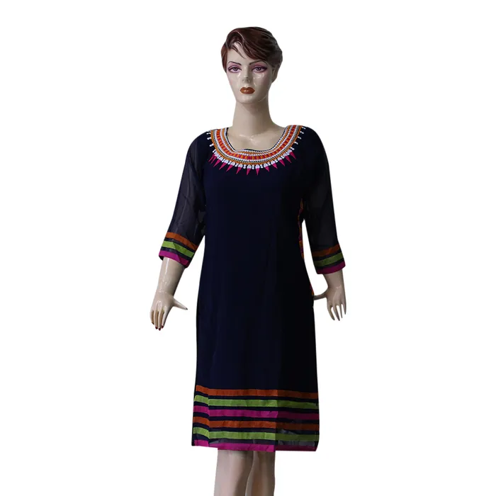 Small Base Color: Navy Blue Ladies Georgette Kurti