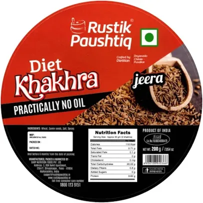 Jeera Khakhra | Rustik Paushtiq | Single Pack (200gm) | Healthy Indian Snacks