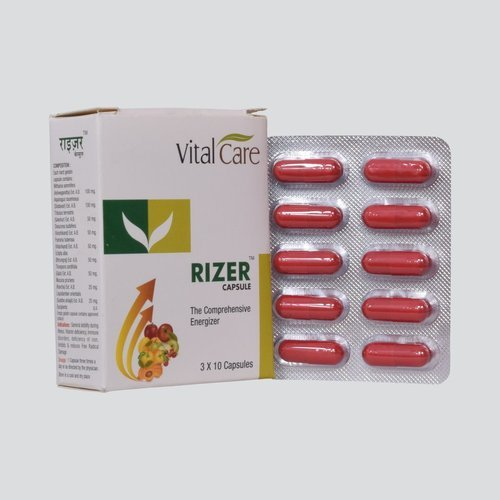 Vital Care Rizer Capsule - Natural energy boosters, Packaging Type: Box, Packaging Size: Blister Pack Of 3 X 10