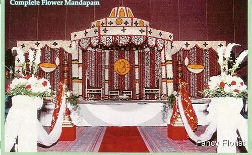 Complete Flower Octagon Mandap with Dome and Side Panels