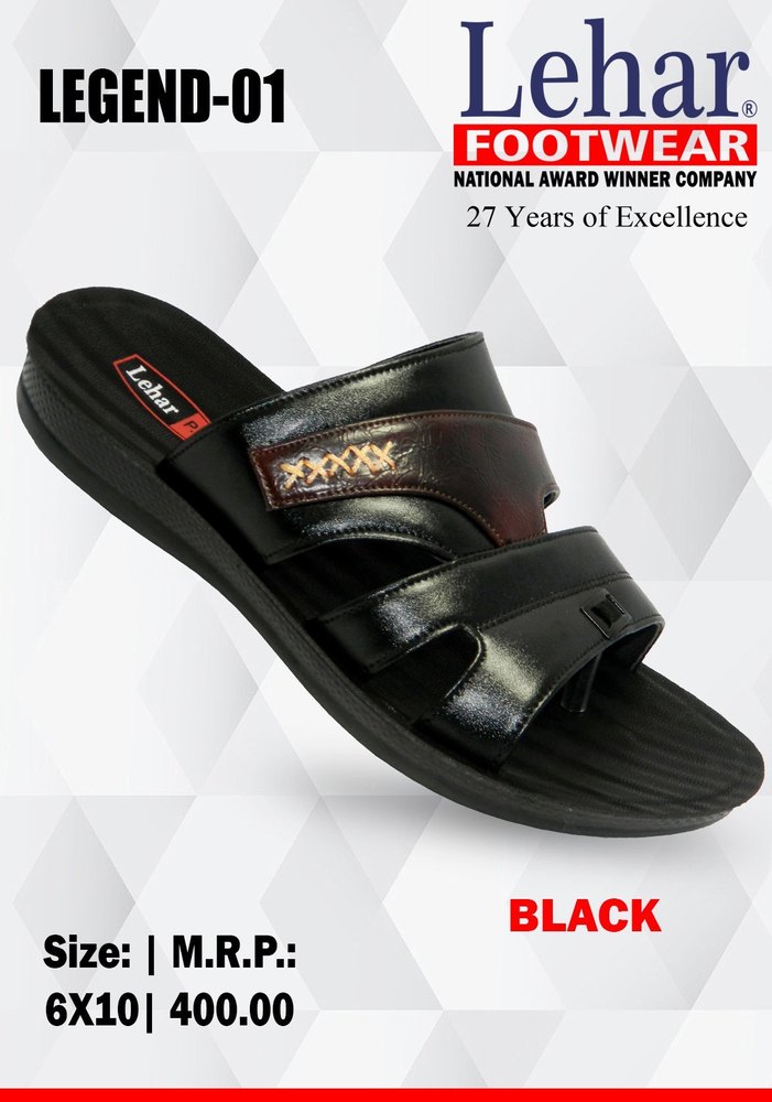 Daily Black Lehar Mens Slipper, Size: 6X10