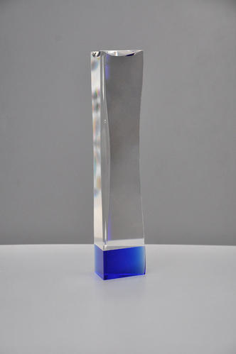 Crystal Rectangular Blue White Trophy, For Awards and Ceremonies