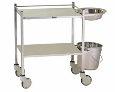 Saaskin Silver SS Dressing Trolley With Bowl & Bucket, Model Name/Number: SC119, Size: 100x46x85 Cm