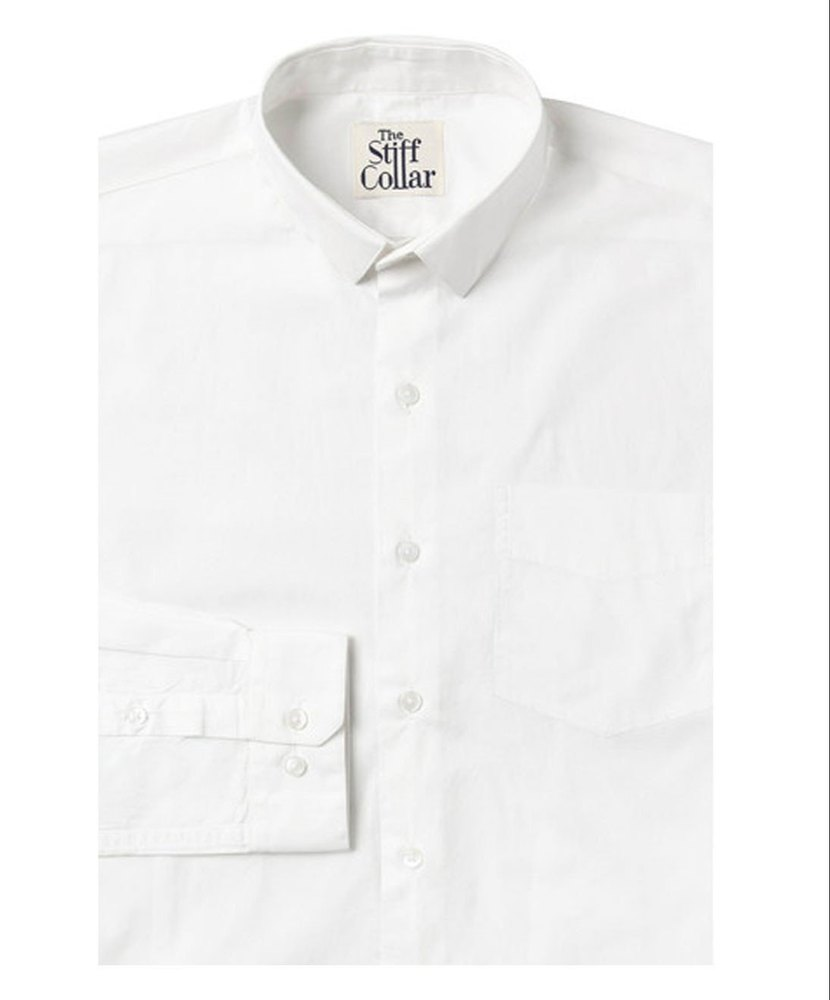 Plain Collar Neck White Full Sleeve Cotton Shirt, Machine Wash