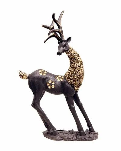Golden Miniature Deer statue, For Interior Decor, Size/Dimension: 24"