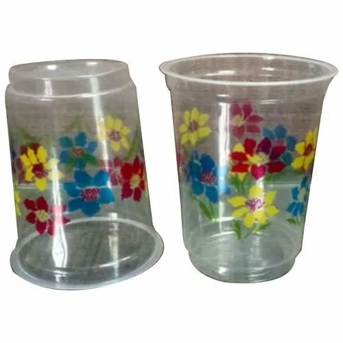 150ml Disposable Printed Plastic Glass, 1.8mm