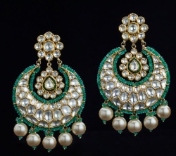 Classic Chand Balis With Emerald Beads