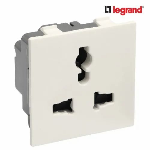 White Legrand Britzy 2 Module Multi Standard Electrical Socket, Polycarbonate, 220-240 V