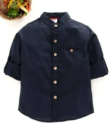 Boys Boys Linen Shirt - Navy (Size: 4-5 Yrs)