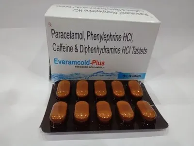 Everamcold-Plus Paracetamol,Phenylephrine HCL, Caffeine & Diphenhydramine