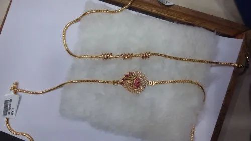 Brass Gold Plated Mugappu Chain, Size: 10 Inch