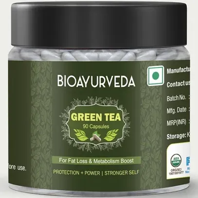 Buy 100% Natural Green Tea Extract Supplement Online from BIOAYURVEDA 90 CAPSULES