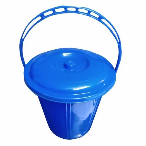 Cylindrical Blue Plastic Dustbin