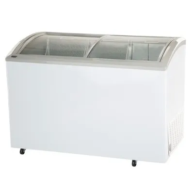 White Haier 400 Ltrs Curved Glass Top Freezer HCF-400GHC