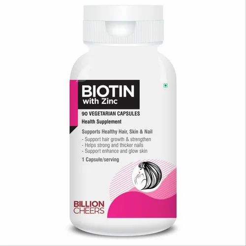 Billion cheers BIOTIN WITH ZINC, Fermentislifesciences Pvt Ltd., Packaging Size: 60 Capsules