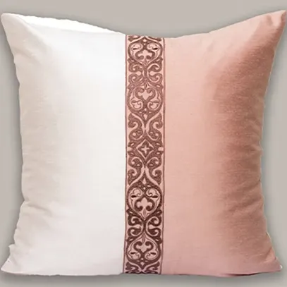 Cushion Cover Solid 100% Polyester Rose Pink/White 24"X24" Pink