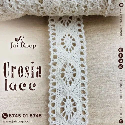 White Cotton Crosia Lace, For Dupatta