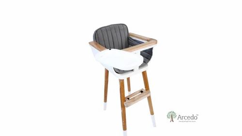 White And Black Maple Wooden Baby High Chair