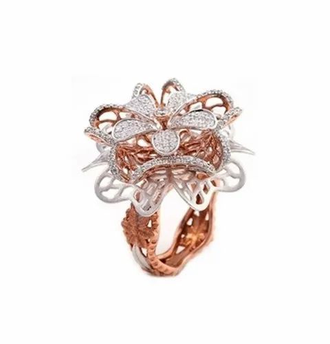 18kt Ladies Gold Diamond Cocktail Ring, Size: On Order