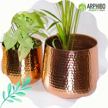 Copper Round Arphibo Wrought Iron Garden Planter Pot, Size: 75 cm