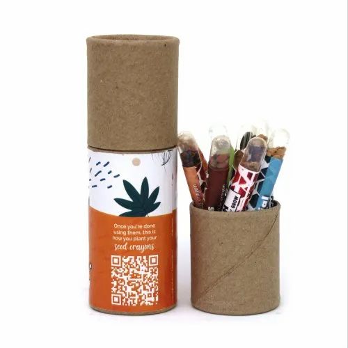 Recycled Paper,Seeds and Wood 9 Plantable Seed Crayons, Packaging Type: Box