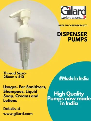 Natural-moulded Polypropylene Dispenser Pump For Bottles 28 - 410, 500ml, Max Flow Rate: 2 Ml