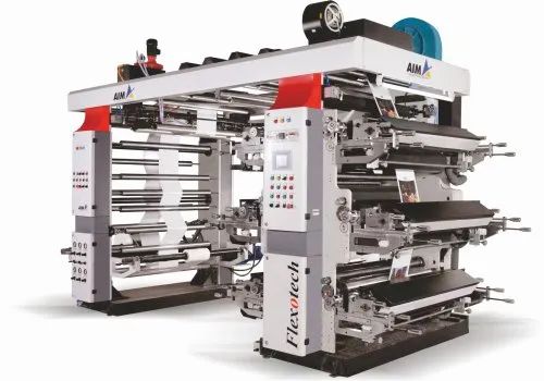 AIM Mild Steel 2 Colour Flexographic Printing Machine, For Plastic Film