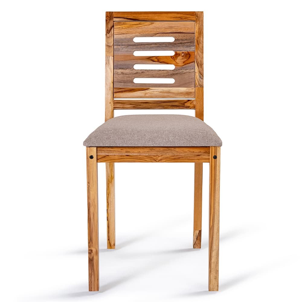 Pepper (With Cushion-Omega Pearl)-Natural Teak Wood Dining Chair