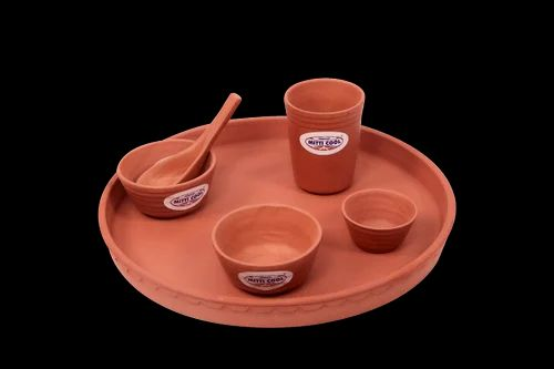 Mitticool Reddish Brown Clay Dinner Set, For Home, Size: 12 Inch