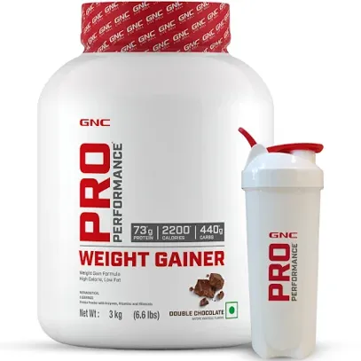 GNC Pro Performance Weight Gainer 3KG - Double Chocolate With Plastic Shaker
