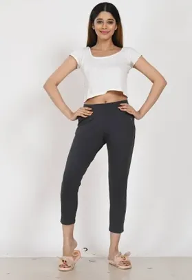 Buy Deepee Twister Knit Pants - Yoga Pants, Kurti Pants, Leisure Wear Charcoal / XL