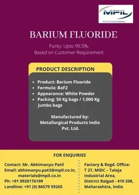 Barium Fluoride, >99%, 50 Kg Bag