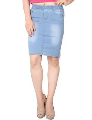 Light blue denim pencil skirt