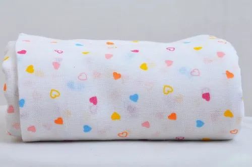 White Printed Cotton Muslin Baby Swaddle Blanket