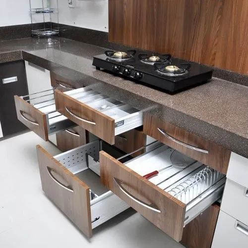 Brown Modern Wooden Kitchen Cabinets