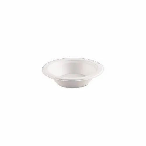 Plain White 100 ml Baggase Round Bowl For Event, One Side