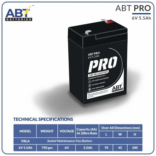 ABT PRO 6v 5.5 ah Sealed Lead Acid Battery