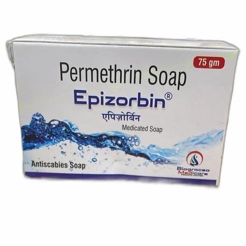 Epizorbin White Permethrin Medicated Soap, For Personal, Packaging Size: 75 Gram