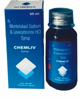 Chemliv 60 ML Levocetirizine Hydrochloride Ip 2.5mg & Montelukast 4mg Syrup, For Hospital, Packaging Type: Bottle