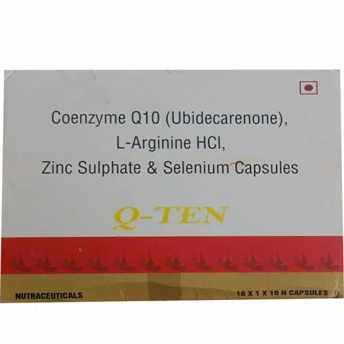 Coenzyme Q10 L Arginine HCL Zinc Sulphate Selenium Capsules, Nutraceuticals, Prescription