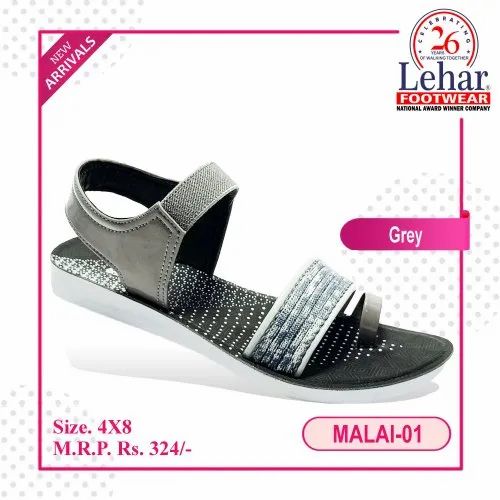 Black Daily wear Lehar PU Ladies Sandal, Model Number/Name: Malai-series