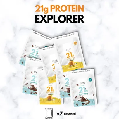 STRIVE Plant Based Protein for Men & Women - 21g Protein Powder Explorer | Sampler Kit 4X Coffee Mocha + 3X Haldi Ginger