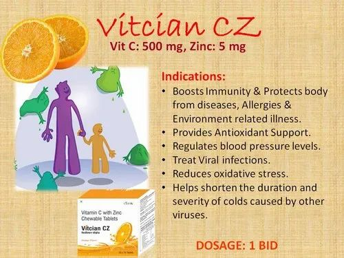 Vitcian CZ Vitamin C and Zinc Chewable Tablets
